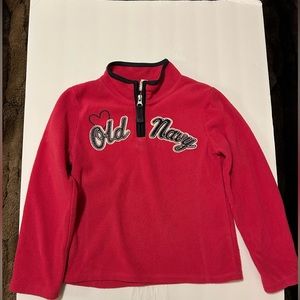 Old Navy girls size xs Pull over quarter zipper long sleeve fleece pink black